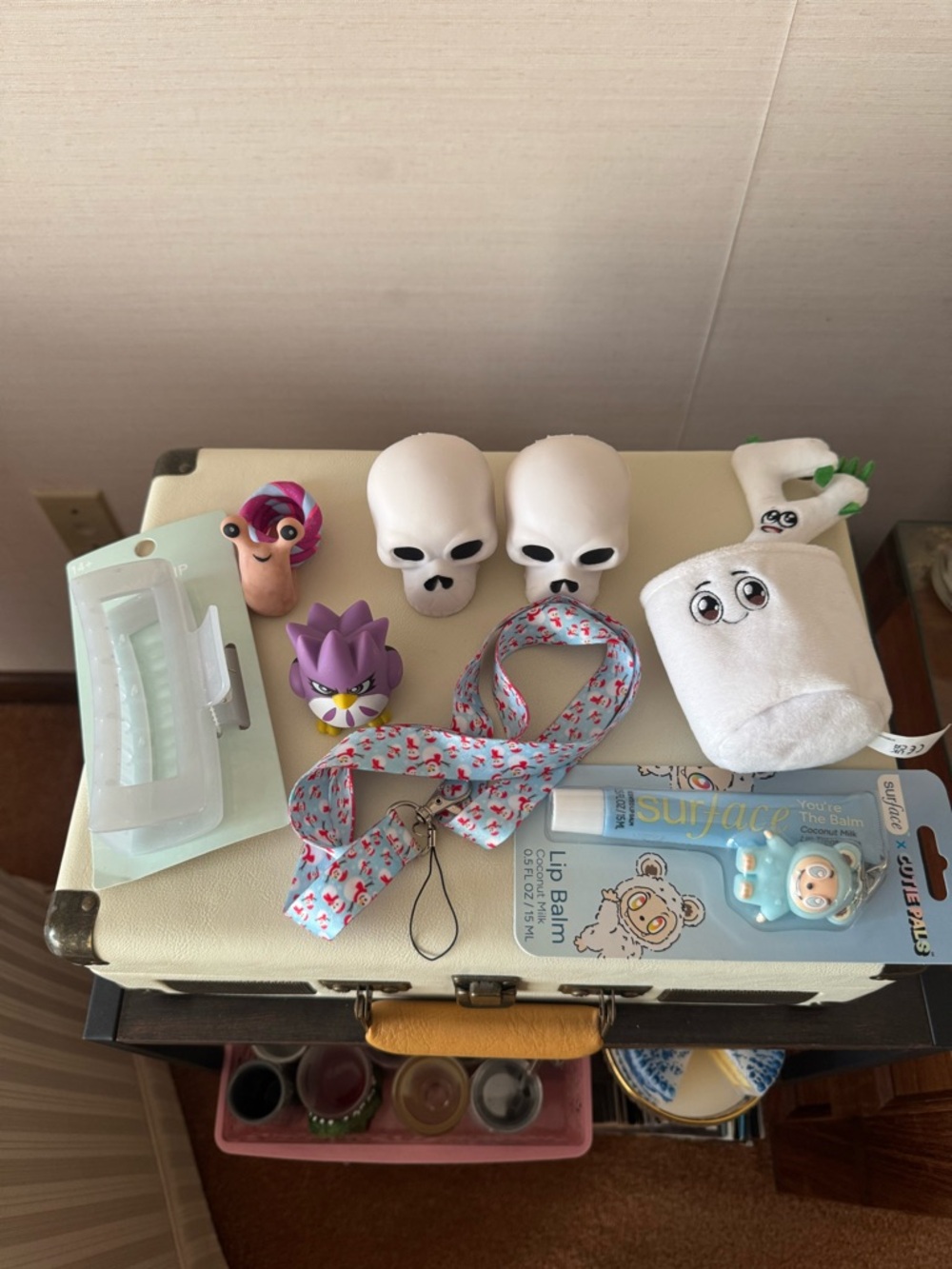 Various stress toys, lip balm, hair clip, etc (WILL SELL SEPARATELY)